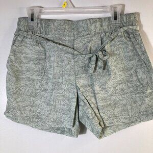 Womens Columbia Belted Shorts Green‎ Gray S 4 Cotton Pockets